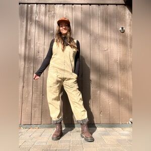 Free People High Roller Overalls – Khaki Utility Jumpsuit - Small